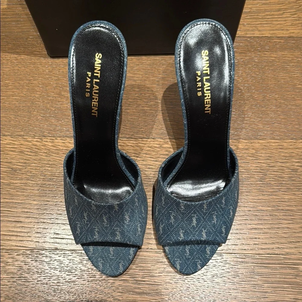 Saint Laurent Blue High Heel Mules - Picture 3 of 7